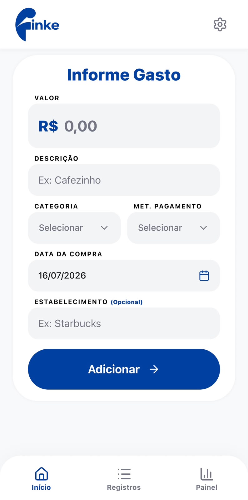 Finke - Adicionar Gasto